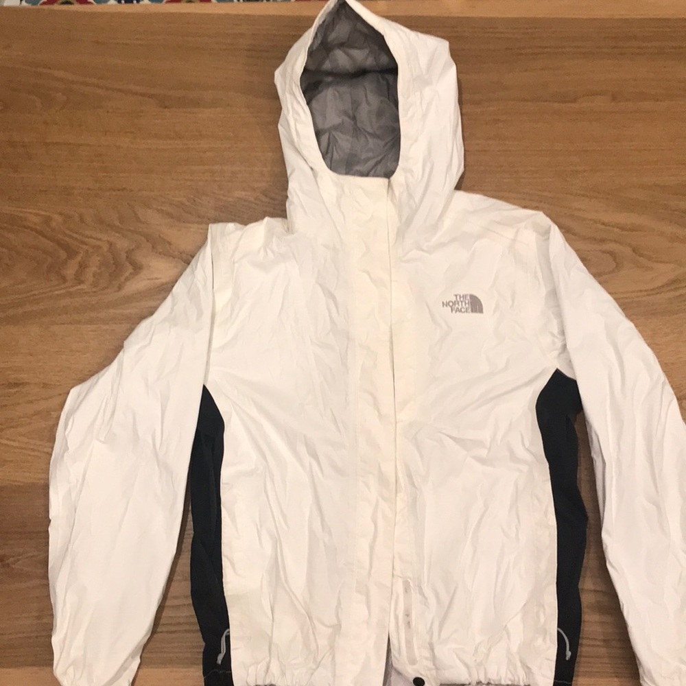Women’s The North Face white rain jacket